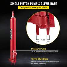Hydraulic Long Ram Jack, 3 Tons/6600 Lbs Capacity, With Single Piston Pump And Clevis Base, Manual Cherry Picker With Handle, For Garage/Shop Cranes, Engine Lift Hoist, Red - 3 Tons Red - View 5