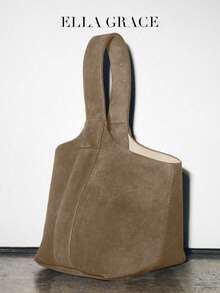 ELLA GRACE- Premium Brown Leather Mini Bucket Bag,Dark Brown ,Clip Closure-Elegant & Practical For Daily And Casual Use - Brown - View 7