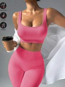 Ribbed Fitness Set - Soft Comfort And Practicality. - Pink - View 1