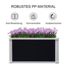 Outsunny Raised Planter, 60x60x30cm Plant Box With Drainage Function, Made Of Plastic For Vegetables And Herbs, Grey - 1 - View 5