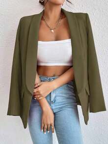 Max Women's Tailored Long Sleeve Blazer - Màu xanh lá cây đậm - Xem 3