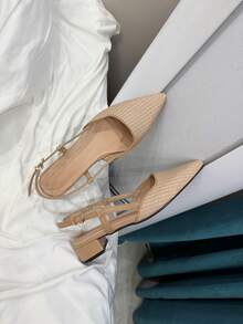 1 Pair Elegant Teenager High Heel Shoes With Ankle Strap, Versatile For Vacation, Festivals, Daily Wear - Camel - View 4