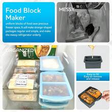 Silicone Freezer Trays With Lids, Set Of 4 - With 1cup And 2 Cup Silicone Freezer Molds For Freezing Soups, Sauces And Individual Microwave ,One-Size,4PackGreyandred - 4包灰色和紅色 - 查看 6