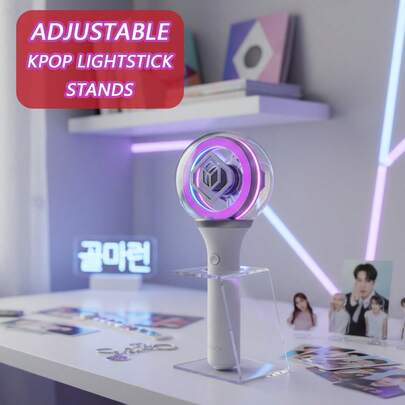 Kpop Lightstick Display Stand - Heavy-Duty Acrylic Storage Holder With Adjustable Height, Sturdy Base & Design For K-Pop Fans, Lightsticks, Glow Sticks, Lightstick Holder, Party Game Accessory, Glow Stick Holder