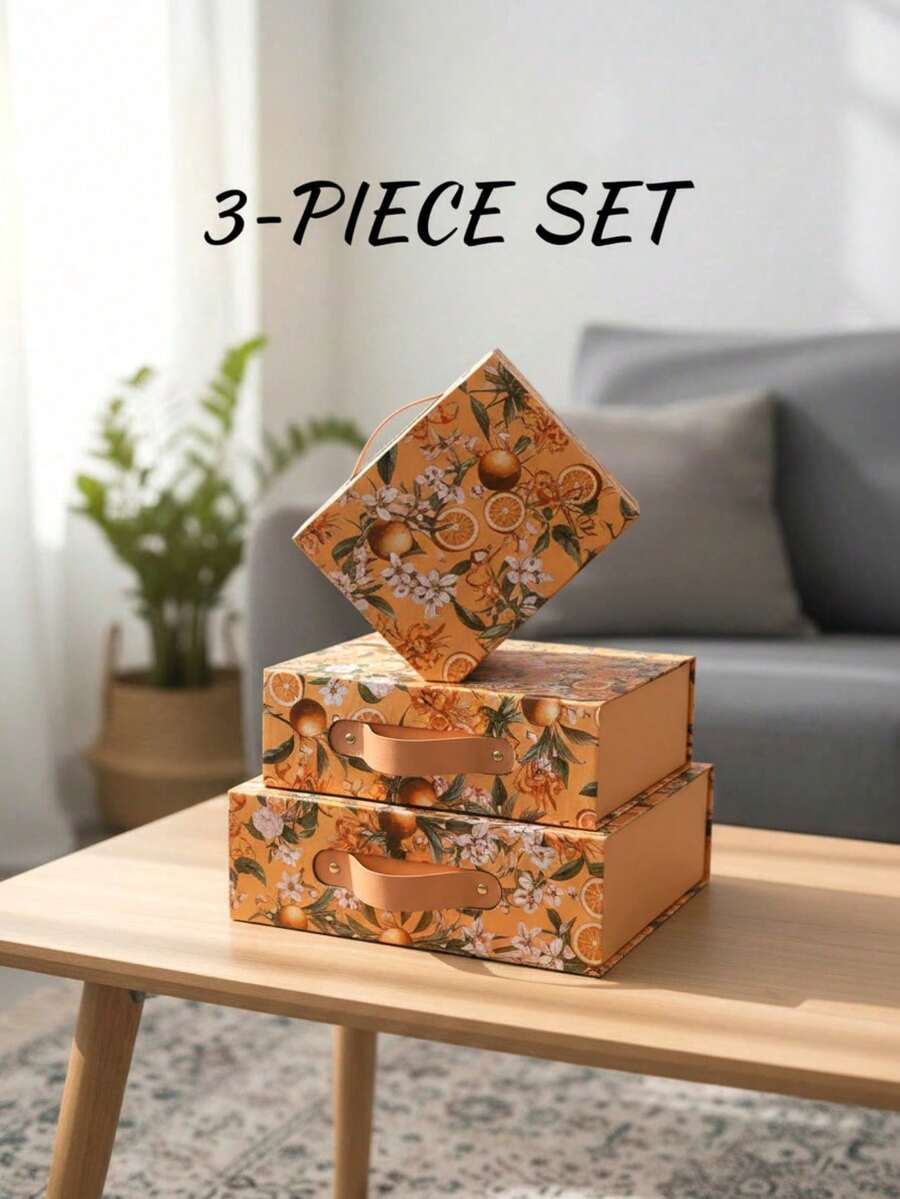 Nuovo set di tre carte da regalo, motivo floreale fresco e carino, scatola regalo in stile Mori Girl, rettangolare e quadrata.