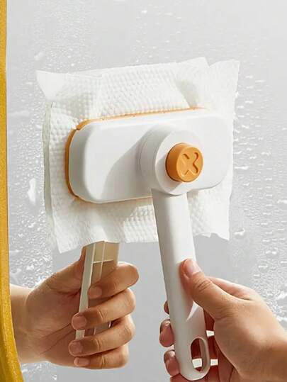 1件装心形叶子旋转面巾拖把及浴室墙面清洁工具 - 多功能自动地板及桌面清洁器，带人体工学手柄，无需手洗，塑料材质，适用于家庭及办公室清洁、浴室拖把、厨房清洁，设计时尚，经久耐用