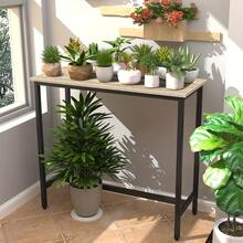 100cm Industrial-Grade Rectangular Steel Bar Counter Dining Table, Adjustable Lever & Footpads, Suitable For Breakfast, Kitchen, And Bar High-Table Dining Experience, Walnut Brown/Rustic Brown - Walnut Brown - View 10