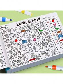 1 pieza Libro interactivo de doble efecto de observación y coloreo, una herramienta educativa que combina el entrenamiento de observación y la creación artística. Permite buscar elementos ocultos en el trineo de Navidad, el jardín de Pascua y otras escenas para cultivar el hábito de la observación detallada, y luego emparejarlo con pegatinas temáticas para completar el coloreado, mejorando el enfoque durante el proceso manual. - Multicolor - Ver 6