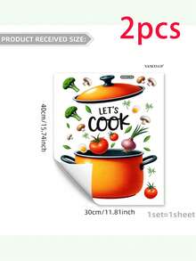 1/2/3pcs Creative Kitchen Pot Pan Wall Stickers, Includes Vegetable, Tomato, Onion, Greens And Egg Patterns, Home Decor Stickers. Suitable For Indoor And Outdoor Decoration, Ideal For Thanksgiving, New Year Home Decor And Gifts. - Multicolor - View 7