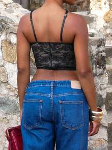 Yess Loren Áo corset đen có thể tháo rời cho ngày lễ hội âm nhạc, trang phục biểu diễn - màu đen - Xem 6