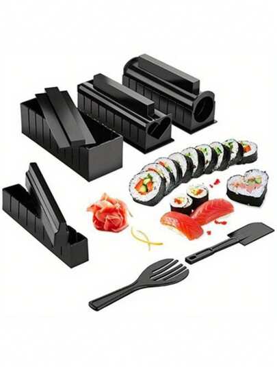 Set de 10 piezas Molde para bolas de arroz Molde para sushi Utensilios de cocina Juego de herramientas para sushi DIY