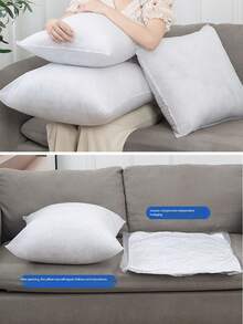 1个/2个/3个白色枕芯，多种尺寸枕垫，超柔软纤维填充，方形装饰枕，简约时尚，适合家居装饰、客厅沙发、卧室、户外/情人节/母亲节装饰。 - 白色 - 查看 7