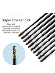 Hastes Removedoras de Cera de Ouvido Autoadesivas Descartáveis, Cotonetes para Limpeza de Ouvido, Macios e Confortáveis, Convenientes para Viagens, Economizam Espaço - Preto - Visão 3