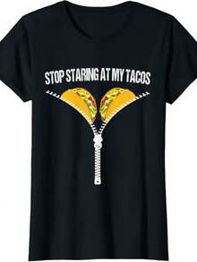 Funny Mexican Stop Staring At My Tacos Fiesta Cinco De Mayo T-Shirt - Black - View 1