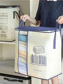 1pc Large Capacity Moving Packing Quilt Storage Bag Baby Room Storage Non-Woven Storage Bag Thickened Handheld Clothing Quilt Organizing Storage Bag Non-Woven Fabrics Large Capacity Clothes Storage Bag Organizer With Handle Foldable Futon Portable Quilt Storage Box Foldable Household Clothes Storage Bag Suitable For Home - Multicolor - View 4