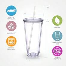 SLAW Zukro Repalcement Clear Lid For 32 Oz Double Wall Acrylic Tumbler Screw On Type Straw Not In Included Do Not Fit For 16 Oz Or 24 Oz Tumbler 2 Pack - Trong sáng - Xem 2