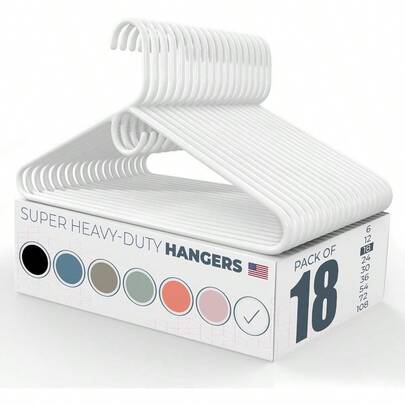 24pk Made In USA Super Heavy Duty Plastic Clothes Hangers Bulk 20 30 50 100 Pack Available Strong Plastic Hangers Plastic Coat Hangers Plastic Hanger For Closet And Clothing Hangars White