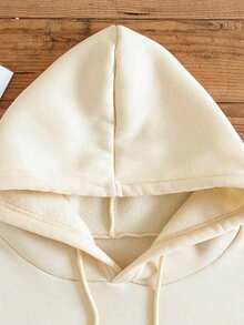 Sudaderas de Mujer Sudadera con capucha de moda informal en color rosa con estampado de flores adorables, versátil y combinable - Albaricoque - Ver 6