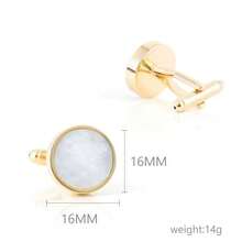 1 Pair Wedding Best Man Brass Material Round Shaped MOP Cufflinks Luxury Gold Plated White Pearl Cufflinks For Men