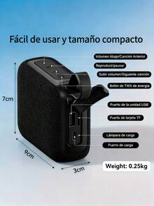 Bocina Portátil Inalámbrica Bluetooth Sonido Estéreo Alta Calidad Batería Recargable USB Tarjeta TF Resistente Compacta Ligera - Negro - Ver 3