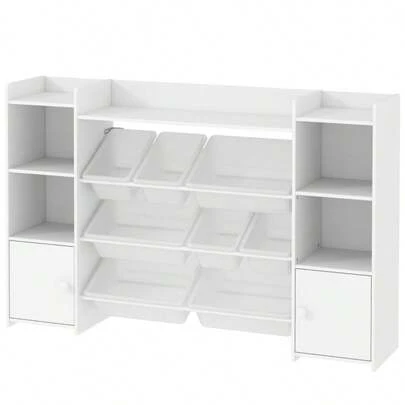 AIYAPLAY Children's Storage Shelf, Toy And Book Rack, For Organized Storage, 8 Bins, White