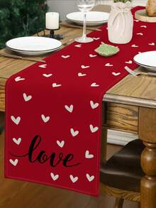 1件情人节心形图案桌旗，情人节家居装饰桌旗，室内/室外派对用品，房间装饰，适用于情人节家居厨房装饰和圣诞派对装饰 - 彩色 - 查看 2