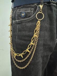 1 Peça Cinto Minimalista Multicamadas, Rebite Dourado com Acessório de Cintura em Corrente de Ferro, Adequado para Homens e Mulheres, Uso Diário, Festa e Encontros, Joia de Presente - Multicolorido - Visão 8