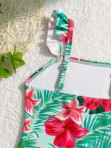 2件套 女童热带植物印花泳衣和网纱裙 - 彩色 - 查看 5