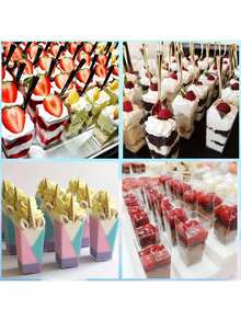 50/30/10个装迷你甜点杯，50个透明蛋糕杯（甜点小杯），适用于婚礼招待会、酸奶、意式奶冻、芝士蛋糕、布丁、果冻和开胃慕斯 - 透明 - 查看 5