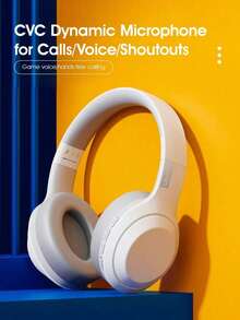 Lenovo 联想头戴式无线蓝牙耳机，有线/无线双模，游戏耳机，重低音，运动耳机，带降噪功能，兼容iPhone和安卓手机 - 白色 - 查看 6