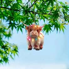 1pc Cute Highland Cow Christmas Ornaments, 1pc 2D Acrylic Decor, Non-Traditional & Adorable Suitable For Christmas Tree Hanging Decoration Christmas Decorations Home Christmas Gifts Christmas Decor - 彩色 - 查看 4