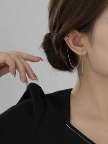 Nooxian 1 Đôi bông tai xỏ lỗ tua rua hình lá - vàng vàng - Xem 5