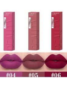 裸棕色哑光液体唇膏，丝绒性感深红色唇彩，不粘腻，持久唇妆 - 彩色 - 查看 28