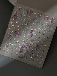 1 片 5D 立体浮雕花朵美甲贴纸，彩色花瓣设计，亚克力自粘滑动装饰，适合秋冬季女性美甲装饰