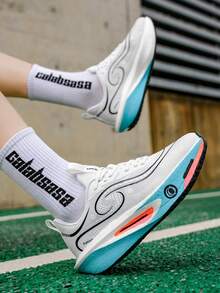 男士户外跑步鞋，经典时尚多色男士跑步鞋，纯色简约设计，舒适内衬，适合公路、户外、马拉松、训练、步行、徒步旅行等。 - 白藍 - 查看 12