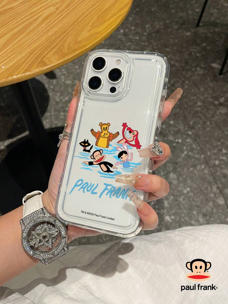 Ốp lưng điện thoại đệm khí trong suốt Paul Frank được cấp phép chính thức, bảo vệ toàn thân chống rơi hình mặt khỉ kèm nắp camera, thiết kế mới cho iPhone 13/14/15/16/17 Pro Max - Nhiều màu - Xem 1