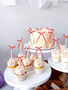 20个蝴蝶结纸杯蛋糕装饰，生日蝴蝶结丝带，可爱红色蝴蝶结香槟杯气球墙面派对装饰，新娘蛋糕甜点指示牌，男孩女孩生日婚礼派对用品，蝴蝶结蛋糕装饰，礼品包装蝴蝶结装饰，情人节装饰，情人节礼物装饰
