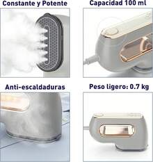 Bluelander Plancha de Vapor Portatil 2 en 1, Plancha y Vaporizador Vertical, Capacidad 100ml, Calentamiento Rápido en 30 Segundos, Elimina Arrugas, Incluye Bolsa de Franela, Ideal para Viajes (Gris) - Gris - Ver 5