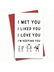1/2 Pcs "I Like You, Love You, Keep You" Anniversary & Celebration Of Love Greeting Card - White - View 8