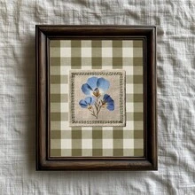 1/2件套无框蓝色亚麻花卉印花鼠尾草绿格子墙饰亚麻植物海报田园风植物艺术乡村农舍风格宿舍房间装饰卧室墙饰复古花卉印花乔迁礼物无框植物艺术套装美学房间装饰 - 彩色 - 查看 3