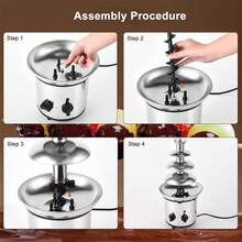 Fuente De Chocolate Eléctrica, Fuente De Chocolate De 4 Capas, Acero Inoxidable De 4 Capas Para Suministros De Boda Resturant Home Party Birthday - Tipo de Enchufe B USA (110-127V) - Ver 4