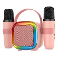 Doyran 成人迷你卡拉OK机：配备2个无线卡拉OK麦克风和灯光，适合家庭聚会 - 便携式卡拉OK音箱 - 舞台低音炮