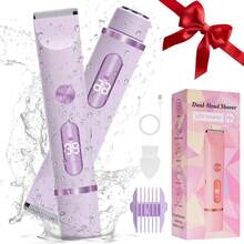 Women Bikini Trimmer, Dual-Head Hair Trimmer For Women,2-In-1 Bikini Shaver With Ceramic Blade Heads & Type-C Charging Port, Electric Razors For Women Pubic Hair,Underarms,Legs,Arms,Face - Multicolor - View 2