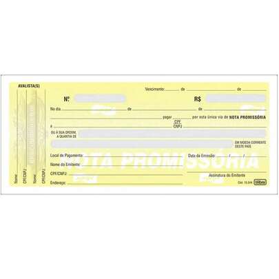 Bloco de Nota Promissória TILIBRA - 147X63MM 65  Folhas