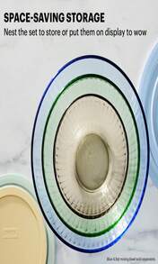 Pyrex Colors Tinted (3-Pack, Full Set) Sculpted Tinted Glass Mixing Bowls With Lids, Nesting Space Saving Set Of Bowls For Prepping And Baking, 13QT, 23QT &Amp; 45Q, Blue - ColorC - 查看 3