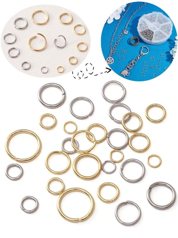 4/5/6/7/8/9/10mm Silvery And Golden Jump Rings(Assorted Sizes),Metal Jump Rings, Split Rings, Connectors, And Clasps For DIY Bracelet, Necklace, Keychain, Phone Chain, Jewelry Making Accessories, Necklace Clasps, Keychain Rings, Metal Connectors, Highquality Connectors