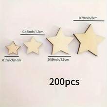 100片装不同尺寸空白木质五角星套装，DIY工艺装饰木片，DIY剪贴簿用品，绘画配件，美术工艺用品，圣诞工艺品，耐用木材，适用于房间装饰、派对礼品、成人工艺品、卧室装饰、课堂活动、自制工艺品、婚礼装饰、个性化礼品、涂鸦用品、节日装饰 - 彩色 - 查看 13