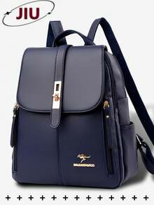 Anti-Theft PU Leather Backpack, Multifunctional Fashion Everyday Bag, Multi-Pocket Lightweight Travel Bag, Large Capacity Minimalist Backpack, Convenient Backpack, Suitable For Students, Nurses, Teachers, Business Professionals, Travel, Commuting, Shopping, Office, Dating, Hiking, Training, Work, Birthday Gift, Holiday Gift - Navy Blue - View 11