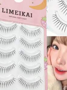 5对自然透明3D U型纤细假睫毛，打造完美眼妆，适合初学者，低过敏性
