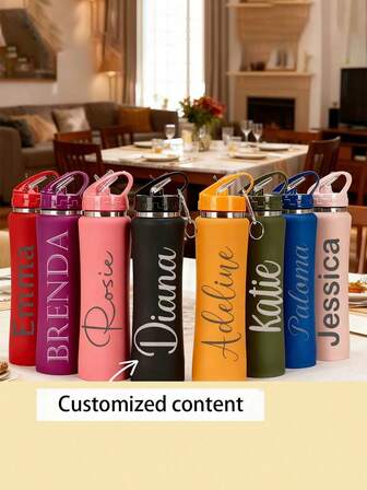 1PC Personalized Water Bottle, Custom Name Insulated Water Bottle, Water Bottle With Straw, Gym Water Bottle, Bike Water Bottle, Personalized Gifts, Birthday Gifts For Friends, Birthday Gifts For Women Men, Christmas Gifts For Women Men Dad Mom,Multi-Functional,Adjustable, Reusable,Ornamental,Easy To Clean,Stylish,Adorable,High-Quality,Modern,Colorful,Custom,Personalized,Unique,Ideal Gifts For Him,Ideal Gifts For Her,Her,Girlfriend,Dad,Boyfriend,Family,Mom,Friends,Son,Daughter,Kitchen,Dining Room,Bathroom,Living Room,Bedroom,School,Office,Tea Room,Home,Garden,Camping & Hiking Gear,Home & Living,Kitchen & Dining,Customized Cups
